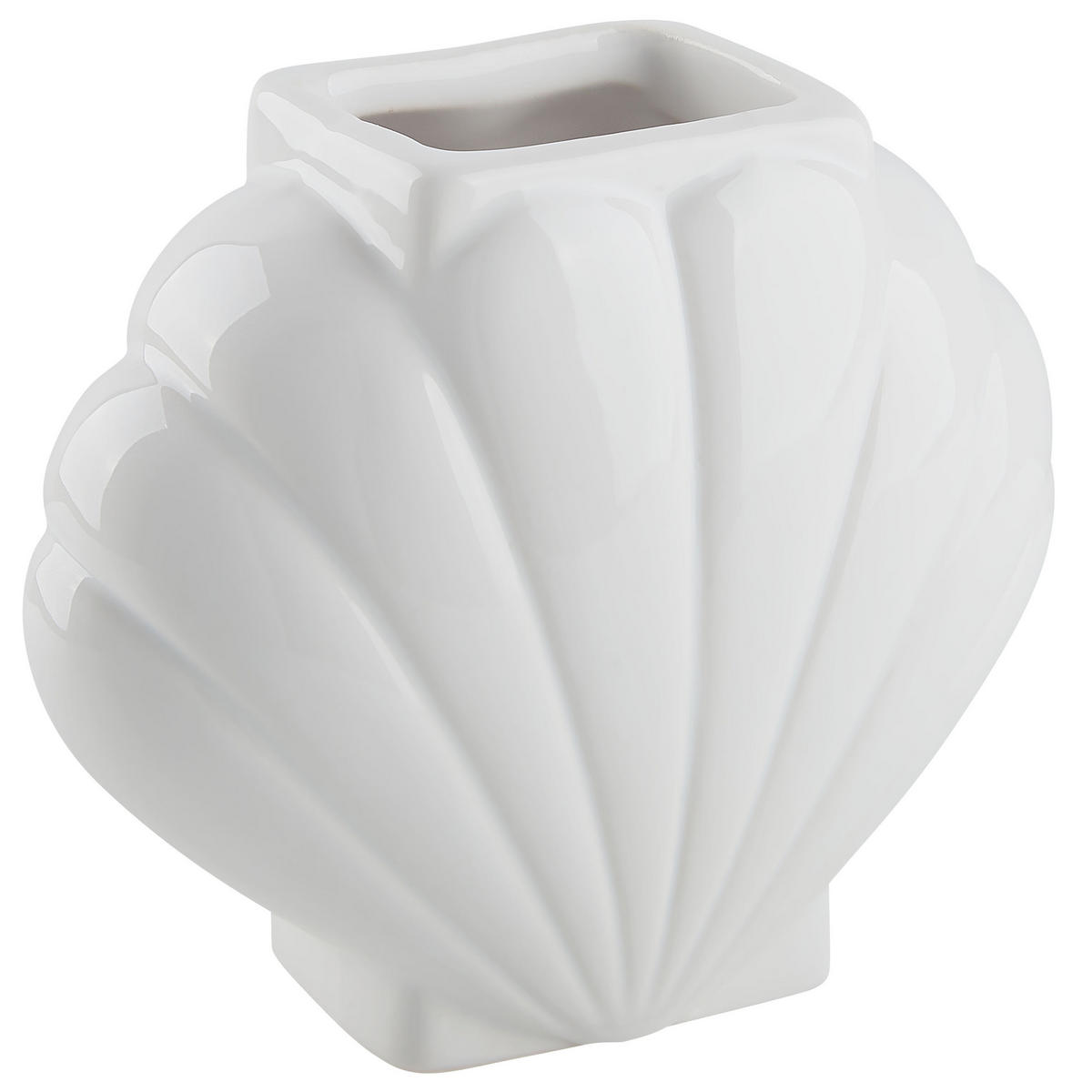 BADEZIMMER Set 3-teilig Keramik weiß Muschelform Shell - Weiß, Stein (14/18/7cm) - Beliani