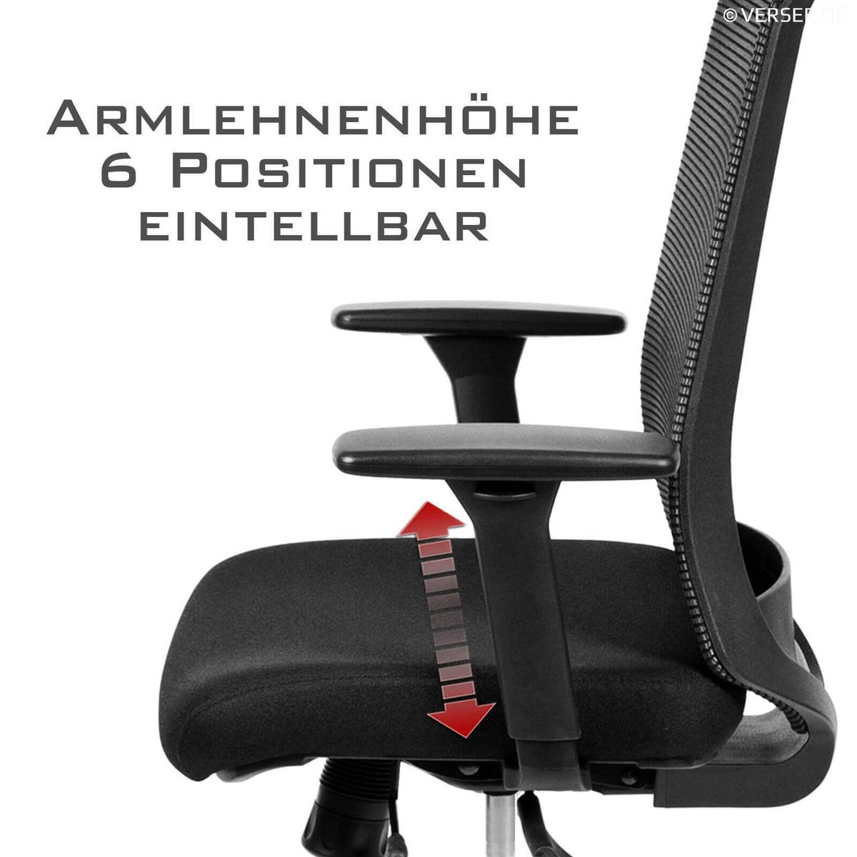 BÜROSTUHL Tanda Stoff/Mesh Schwarz - ergonomisch, 150 kg belastbar, Sitzhöhe 49-61cm - Schwarz, Kunststoff/Textil (65/102/68cm) - Versee