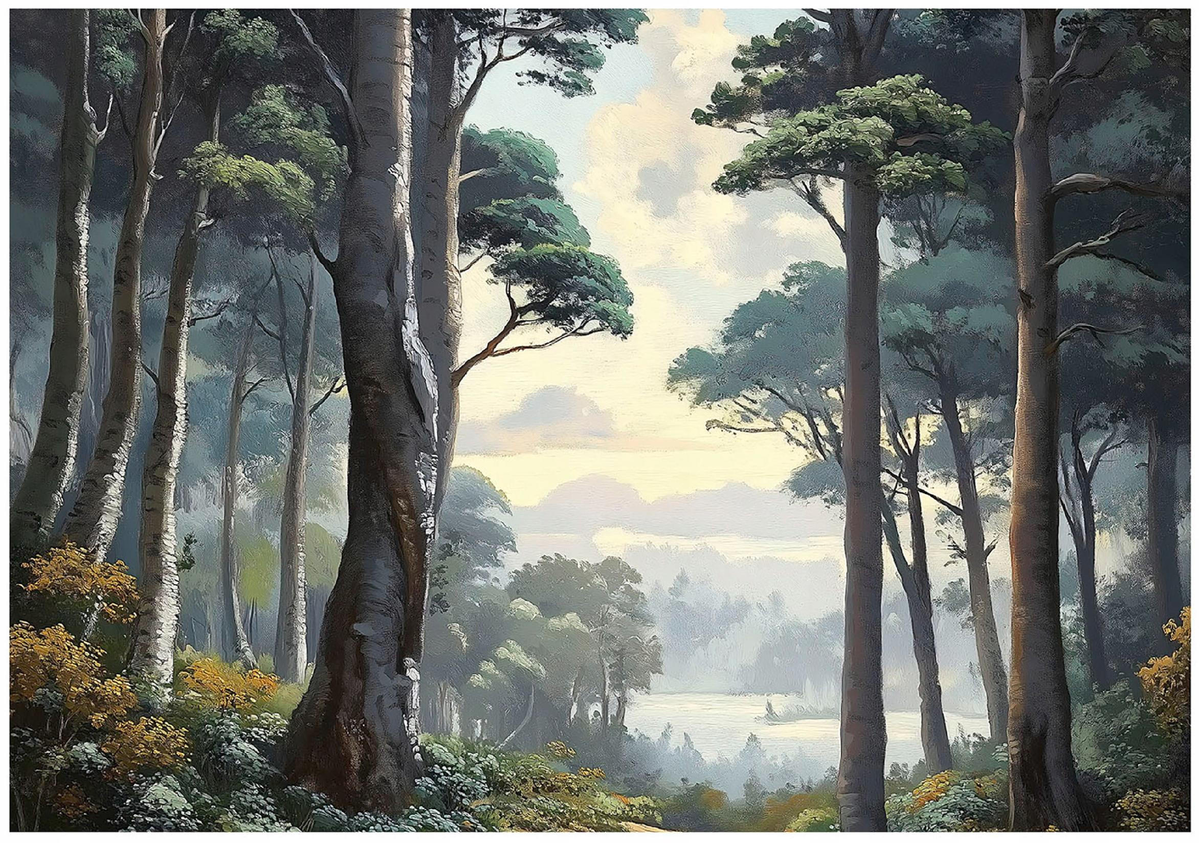 FOTOTAPETE 3D Effekt Wald Natur 150x105 - Multicolor, Papier (150/105cm) - Wallarena