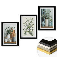 WANDBILDER 3er-Set - 20x30 cm Schwarzer Rahmen - Grüne Oliven, Eukalyptus - Schwarz, Kunststoff (20/30cm) - ArtPrintCave