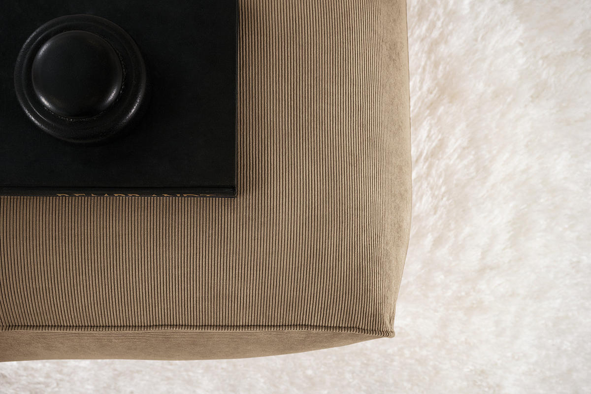 POLSTERHOCKER - Taupe/Schwarz, Kunststoff/Textil (81/38/100cm) - home24