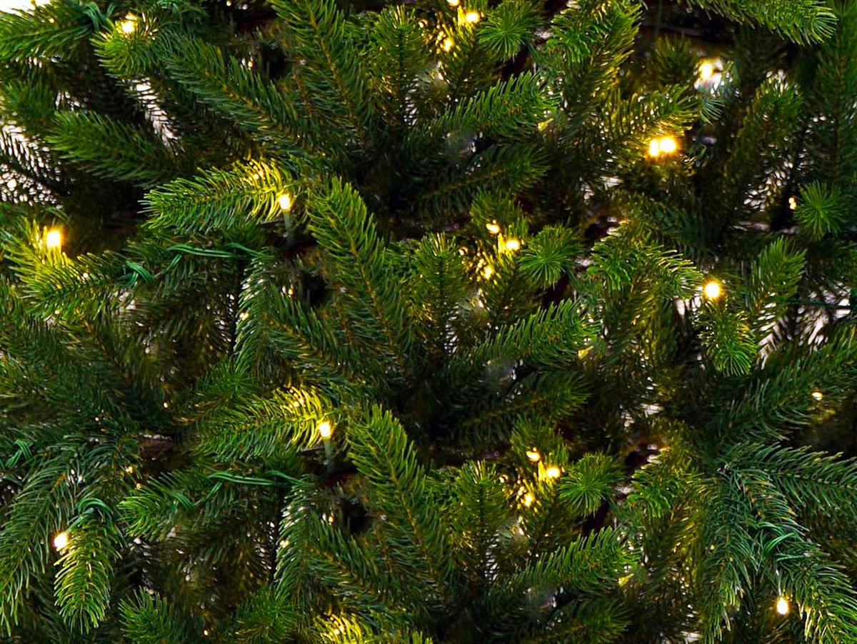 WEIHNACHTSBAUM künstlicher MERLIN 210 cm, grün, 3D, 1583 Zweige, 450 warmweiße LED, inkl. Metallständer - Grün, Kunststoff/Metall (120/210cm) - LAALU