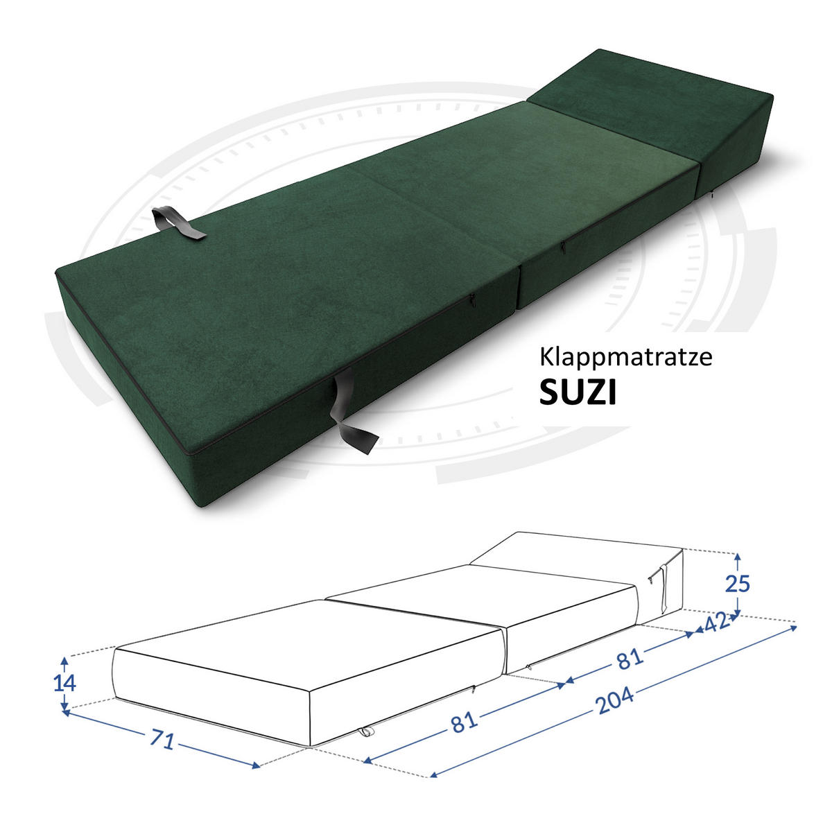 KLAPPMATRATZE SUZI - Dunkelgrün, Textil (70/200cm) - FDM