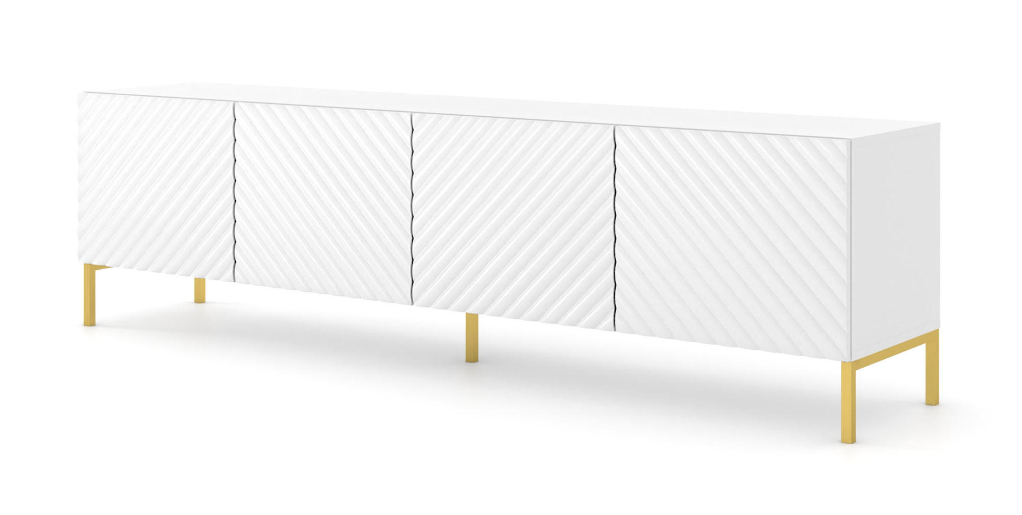 TV LOWBOARD Weiß Hochglanz, Gold 200/56/42 - Weiß Hochglanz, Holzwerkstoff (200/56/42cm) - RAUMHIRSCH FURNITURE