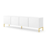 TV LOWBOARD Weiß Hochglanz, Gold 200/56/42 - Weiß Hochglanz, Holzwerkstoff (200/56/42cm) - RAUMHIRSCH FURNITURE