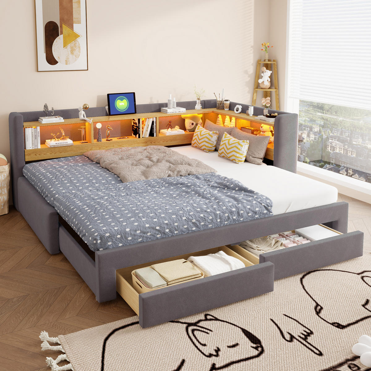 AUSZIEHBETT 90/180/200 cm, DE-41720, in Dunkelgrau - Dunkelgrau, Metall (90/200cm) - ComfortXL