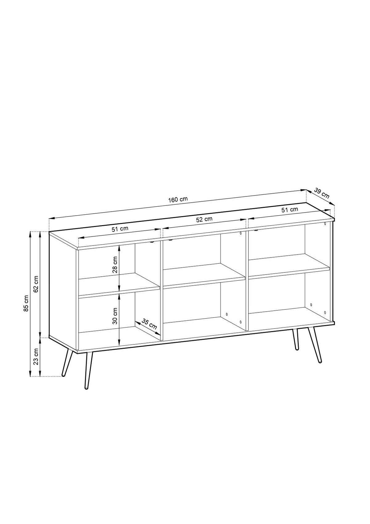 KOMMODE – K160 – 160 cm – Oro System – Weiß - Weiß, Holzwerkstoff (160/85/39cm) - hi-markt