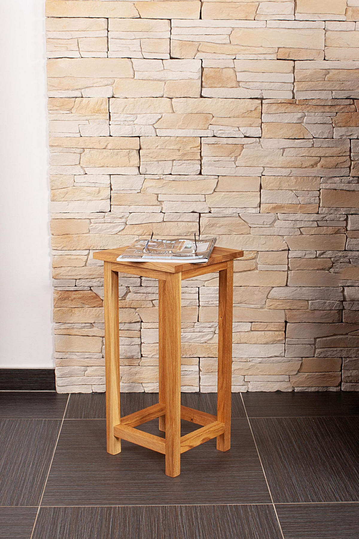 BLUMENSTÄNDER Maxi Platte 2cm Eiche 30x30x60cm - Eichefarben, Holz (30/30/60cm) - DELUKE