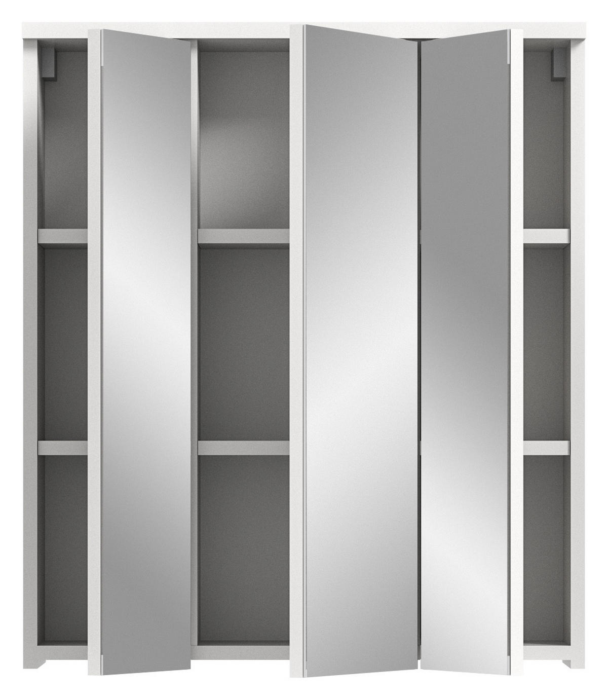 SPIEGELSCHRANK SOLERO (B/H/T: ca. 63/73/21 cm) in Weiß/weiß hochglanz - Weiß, Holzwerkstoff (63/73/21cm)