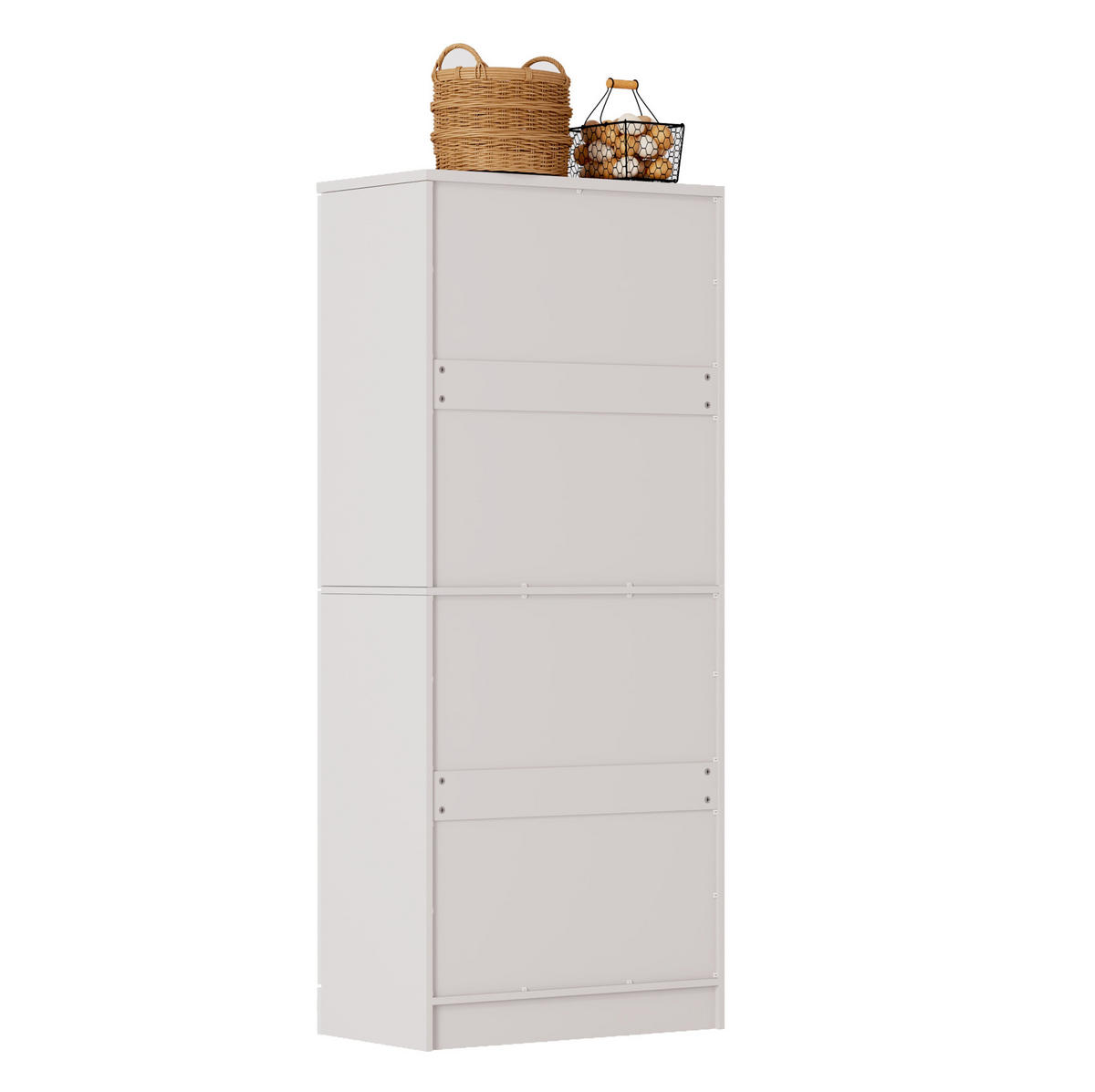 BUFFET 76/42/180 cm in Weiß/Eichefarben mit 4 Türen - Weiß, Holzwerkstoff (76/180/42cm) - Flora Grace