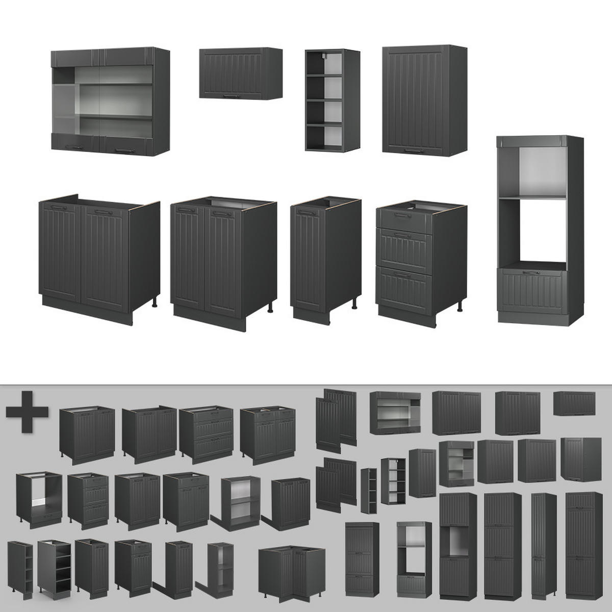 KUCHYŇSKÝ KOUT Fame-Line Tmavě šedá - tmavě šedá, kompozitní dřevo (280/81.6/60cm) - Vicco