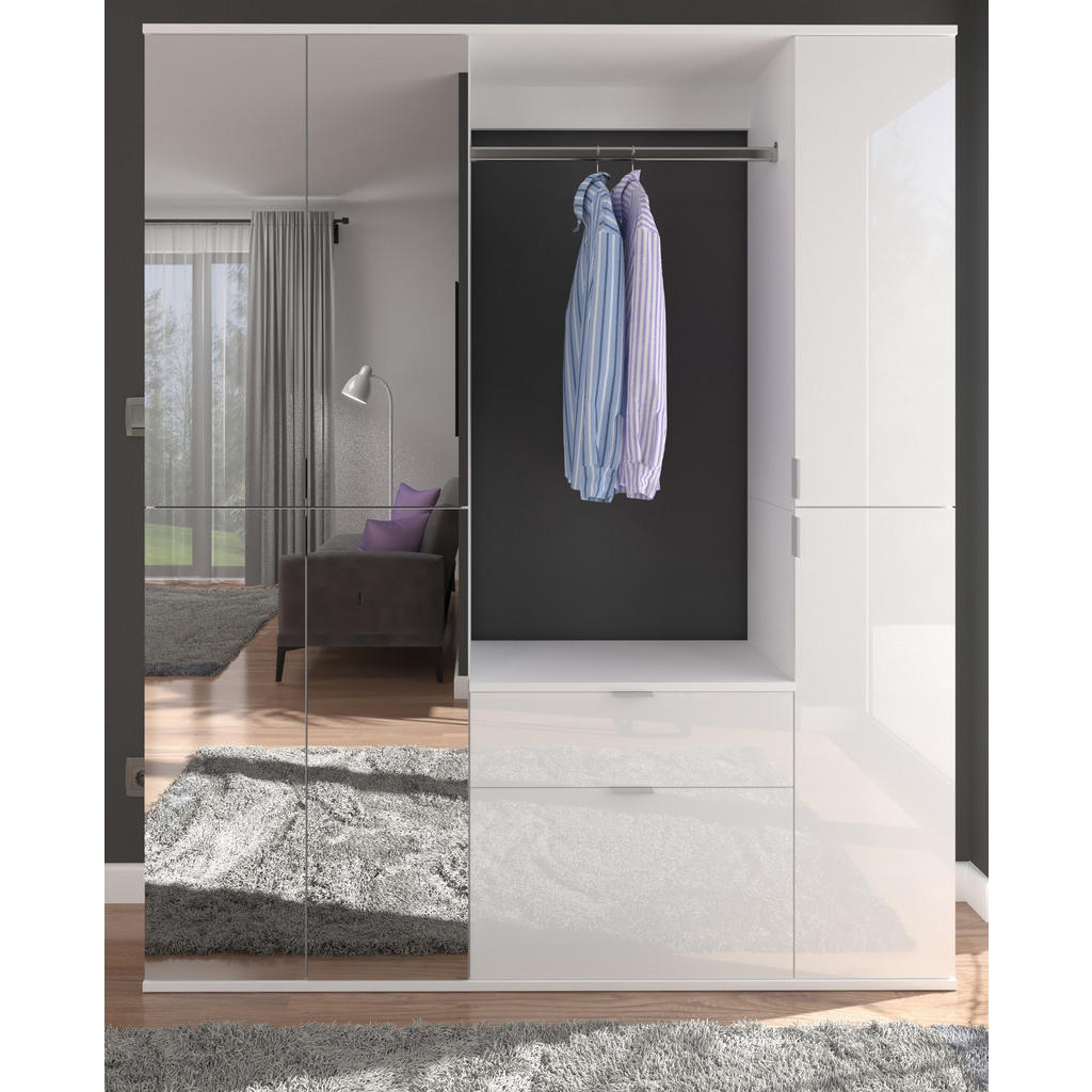 Thumbnail - Inn.Furn Garderobenschrank, Weiß, Metall, Nachbildung, Uni, 13 Fächer, 1 Schubladen, Rechteckig, 153x193x34 cm, FSC Mix,...