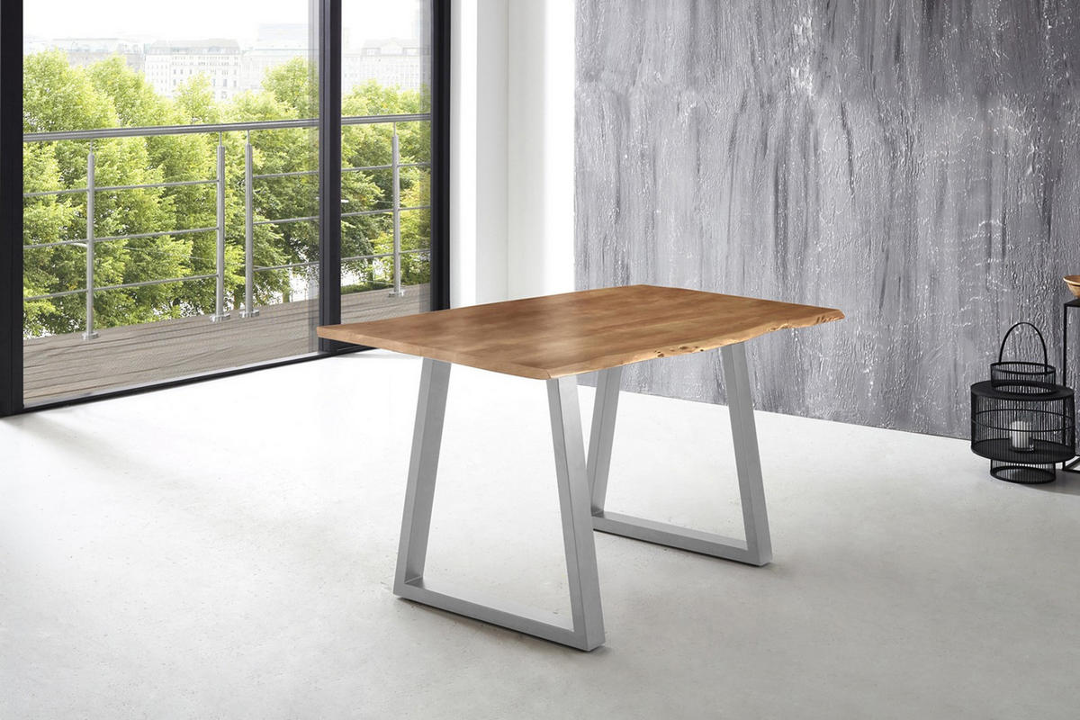 ESSTISCH LUBIN - Beige/Silberfarben, Holz/Metall (85/160/77cm) - SAM