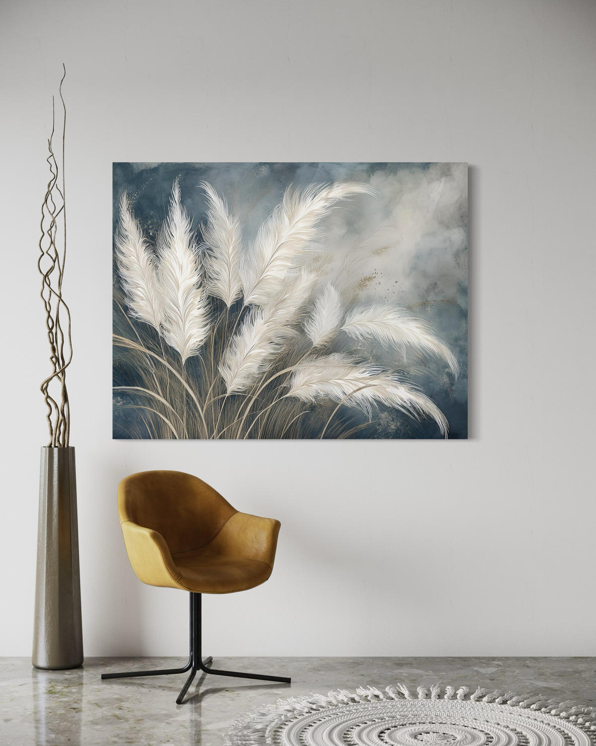 WANDBILD pampasgras botanik - Weiß, Textil (60/40cm) - Feeby