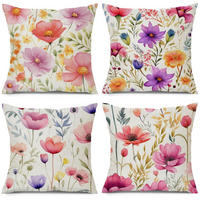 OUTDOOR Kissenbezug 45x45 cm 4er Set Blumen Lila Blüten - Multicolor, Textil (45/45cm)