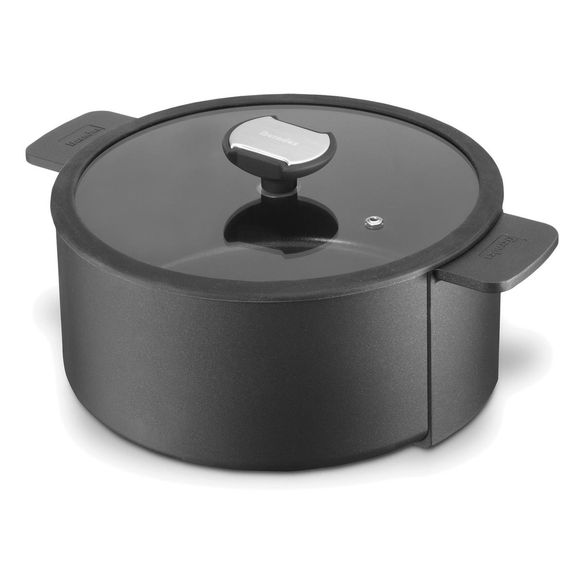 BRÄTERSET b.double, 3-tlg., mit Glasdeckel, Aluminiumguss, Schwarz - Schwarz, Metall (34/26/20cm) - Berndes