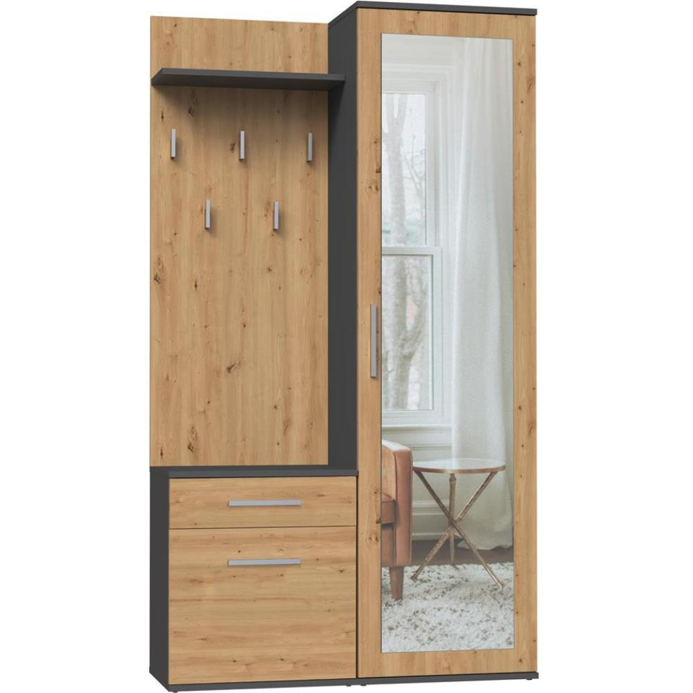 GARDEROBE Fiora 100/180/35 anthrazit+eiche artisan - Chromfarben/Anthrazit, Holzwerkstoff/Kunststoff (100/180/35cm) - Beautysofa