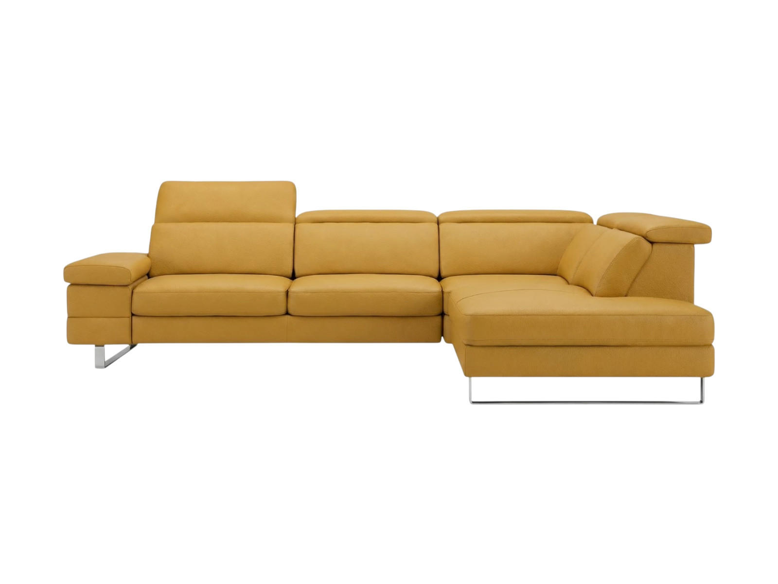 ECKSOFA Virage Echtleder Senfgelb - Gelb, Leder/Metall (232/263cm)