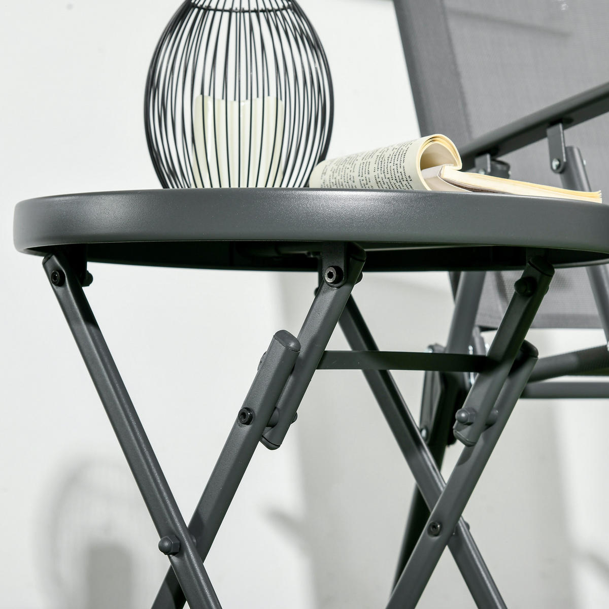 KLAPPTISCH Rund Schwarz - Schwarz, Metall (45/45/50cm) - ComfortXL