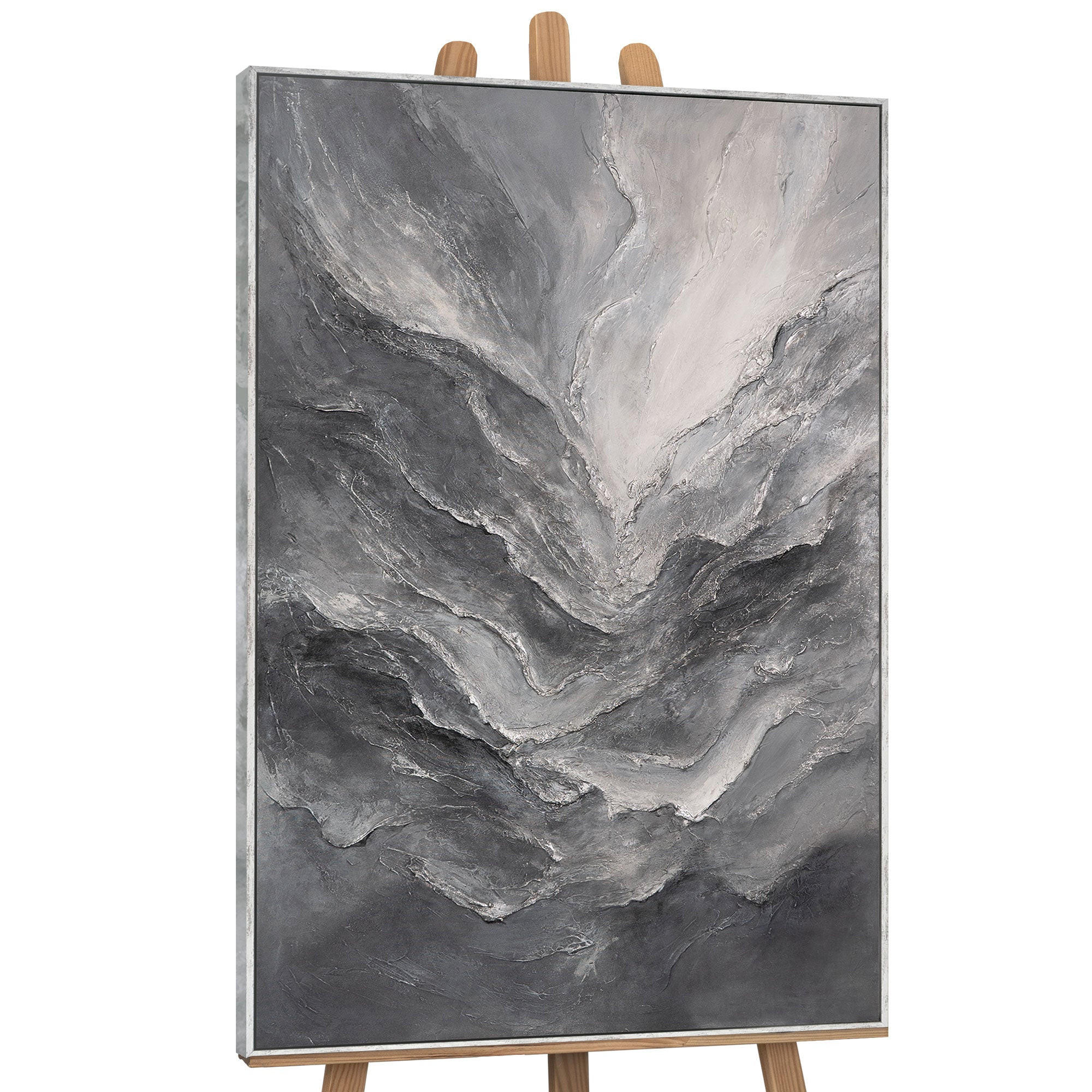 GEMÄLDE Erinnerung der Felsen Schattenfugenrahmen Grau 120x80 cm - Grau, Holz (120/80cm) - YS-art gallery