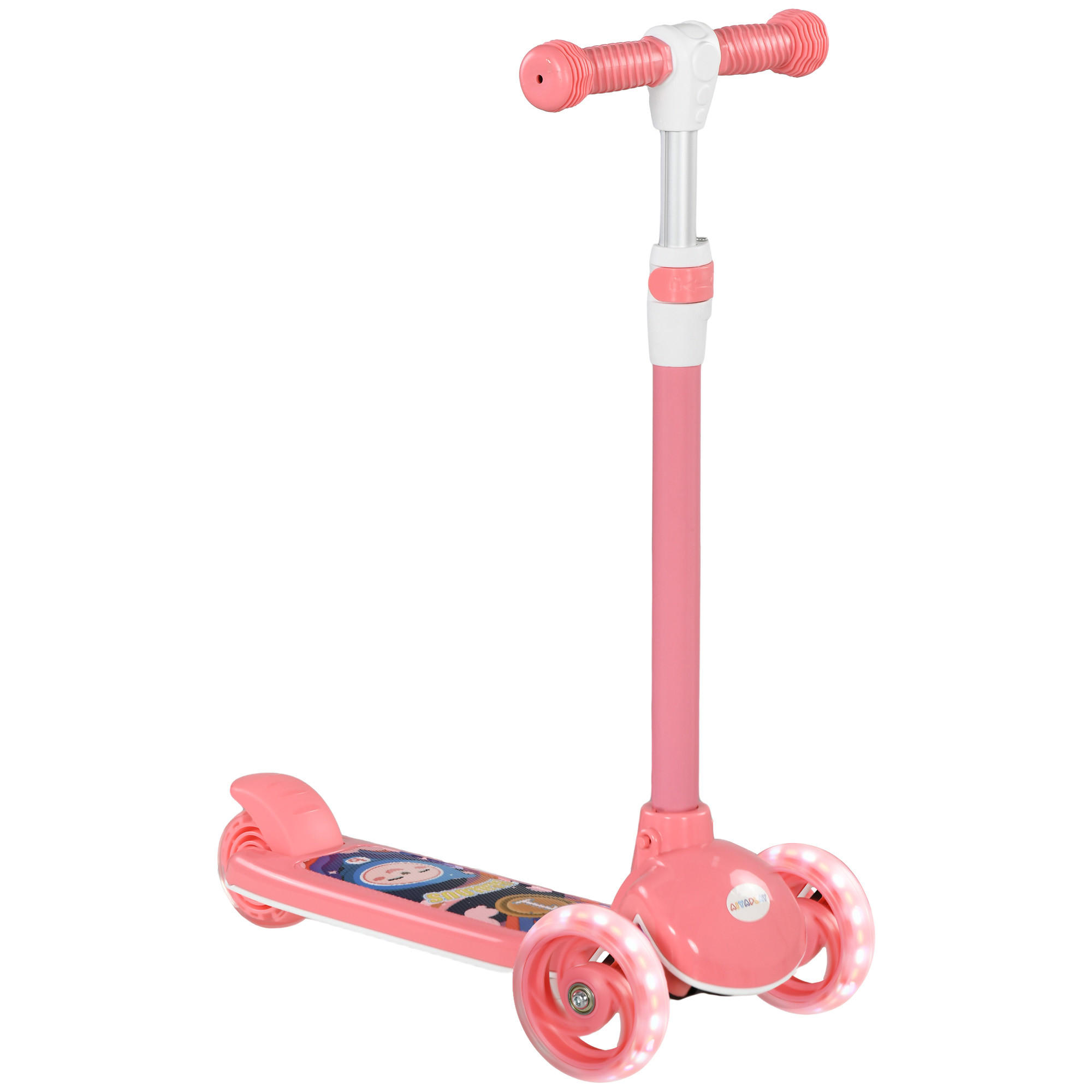 KINDERSCOOTER DE-16956 3 Räder mit LED-Leuchten Rosa - Pink, Kunststoff (52/29/76cm) - ComfortXL