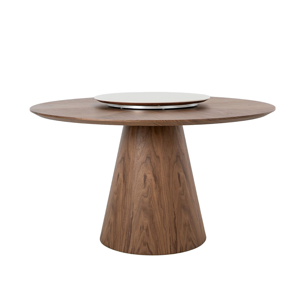ESSTISCH Rund Walnuss Weiß 135/135/75 cm - Walnussfarben/Weiß, Holz/Stein (135/135/75cm) - ANGEL CERDA