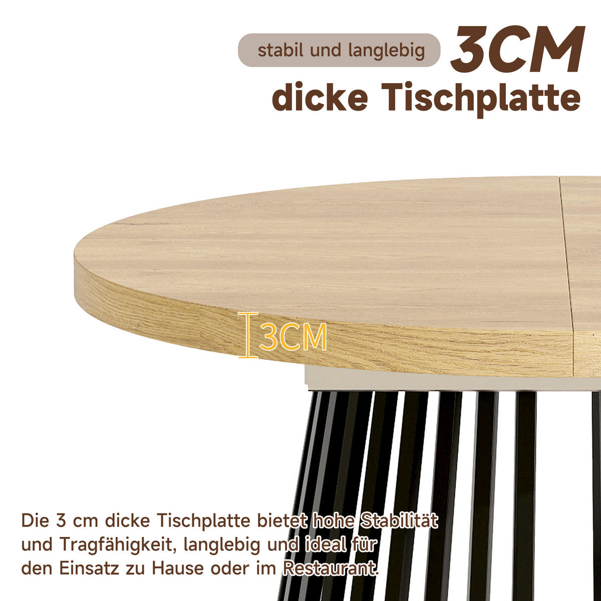 ESSTISCH Eiche Schwarz ausziehbar 100-176cm 4-8 Personen - Eichefarben, Holzwerkstoff (176/100/76cm) - FLIEKS