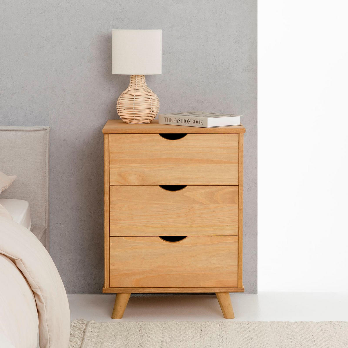 NACHTTISCH JALISCO gebeizt/gewachst - Kieferfarben, Holz (46/62/39cm) - IDIMEX