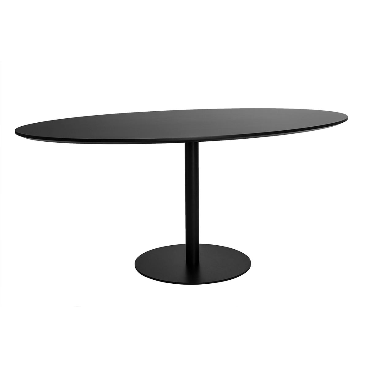 ESSTISCH Oval Schwarz B170 cm HALIA - Schwarz, Holz (170/110/74.5cm) - Miliboo