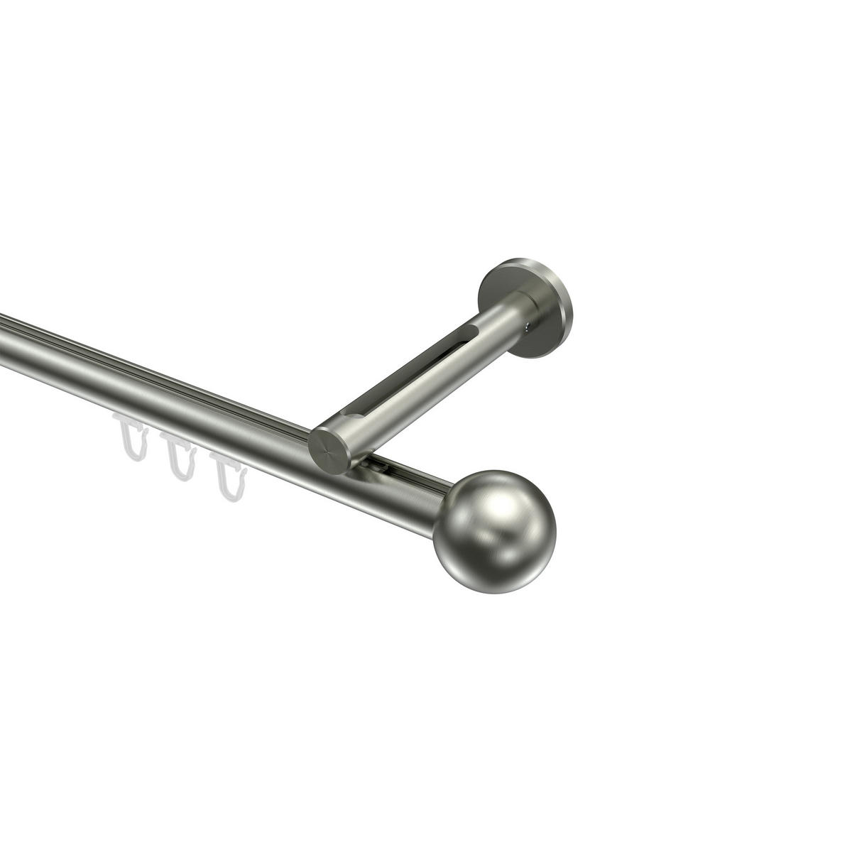 INNENLAUF-GARDINENSTANGEN-SET Siteno Luino 600 cm (geteilt in 3 x 200 cm), 1-läufig, 20 mm Ø Edelstahl-Optik - Edelstahlfarben, Metall (600cm) - INTERDECO