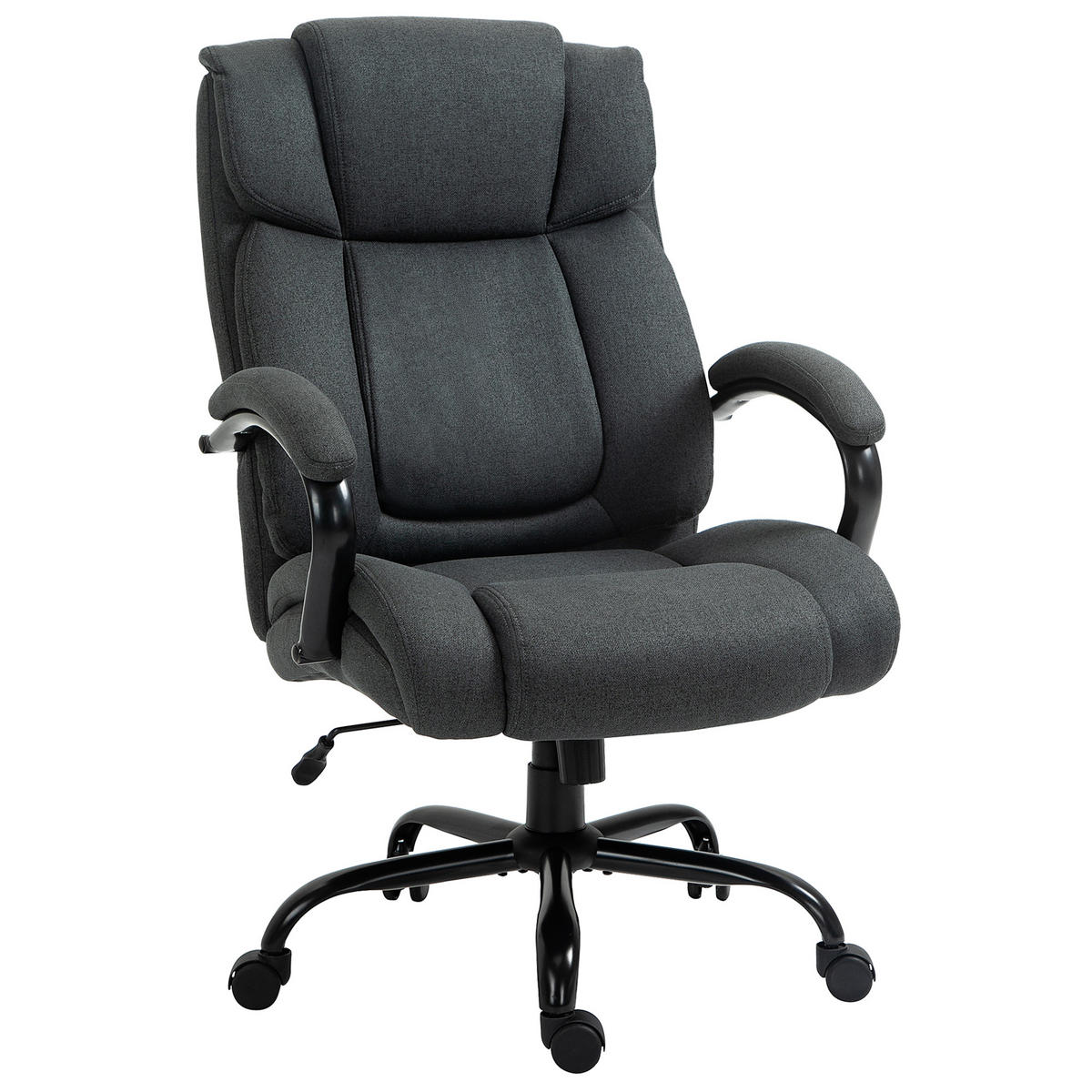 BÜROSTUHL, Ergonomischer Schreibtischstuhl, Drehstuhl mit gepolsterter Armlehne - Dunkelgrau/Schwarz, Textil/Metall (72.5/118/80cm) - Vinsetto