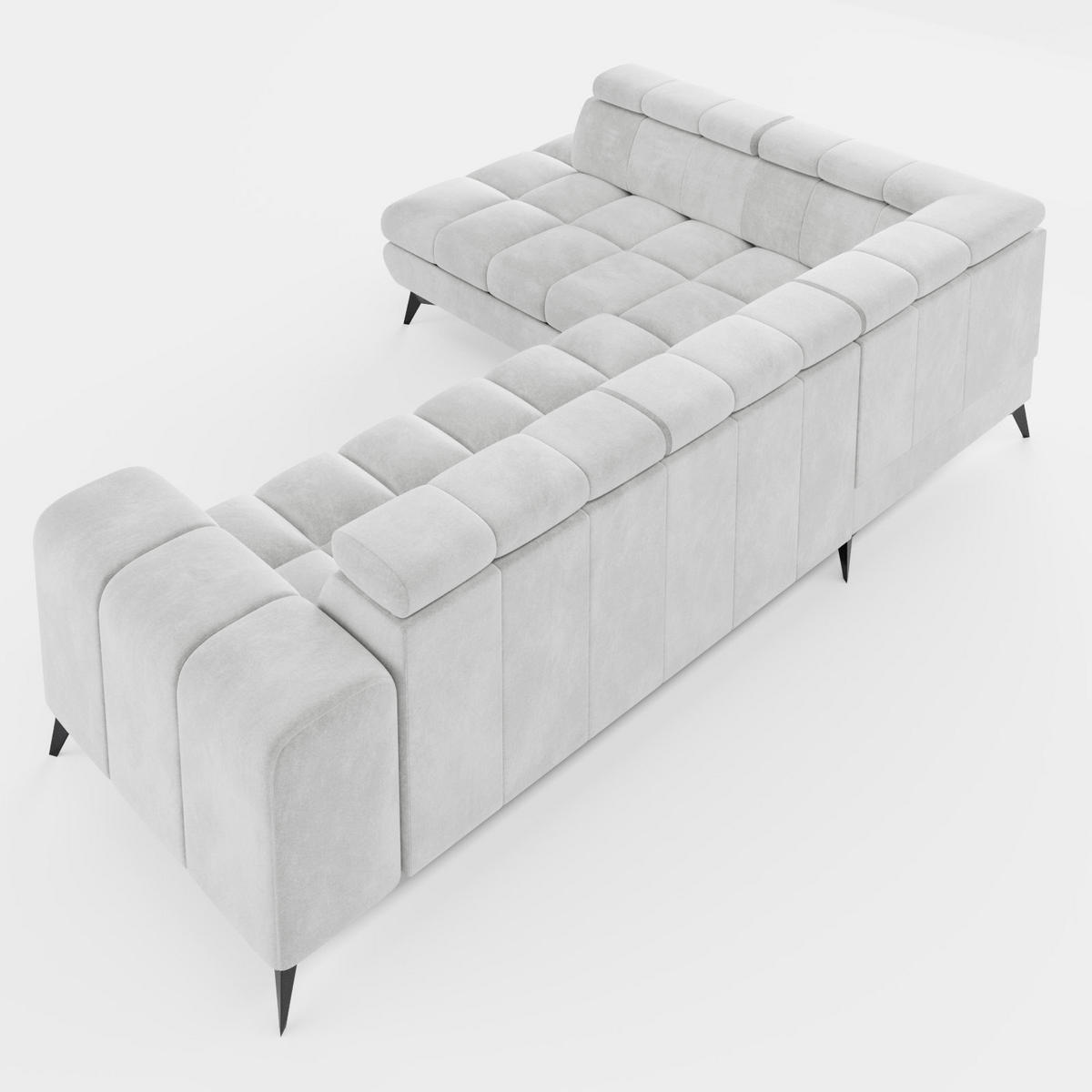 ECKSOFA CANDY CANE Links Dunkelblau Velours-Stoff mit Schlaffunktion und Bettkasten - Dunkelblau, Textil (264/192cm) - Barchello