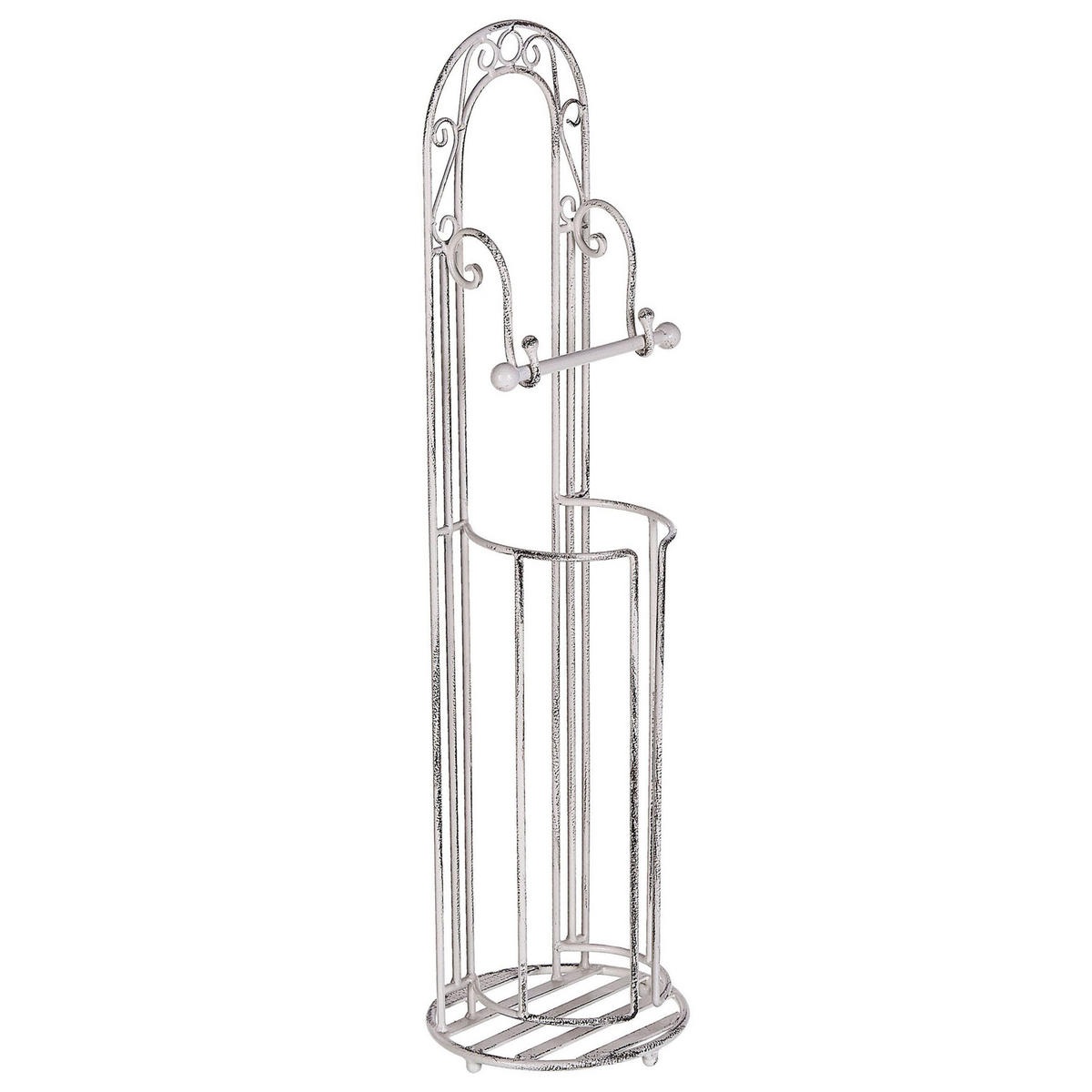 TOILETTENPAPIERSTÄNDER Metall Antik Optikweiß Temuco - Weiß, Metall (20/75/20cm) - Beliani