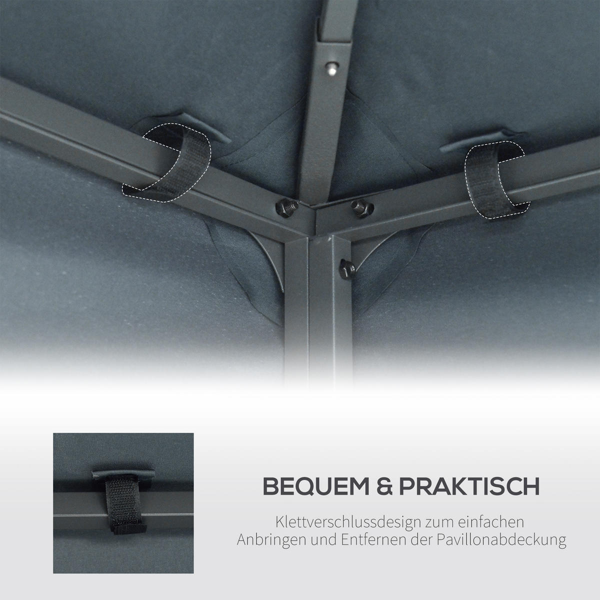 PAVILLONDACH, Polyester, Kohlegrau - Grau, Kunststoff (300/18/300cm) - Outsunny