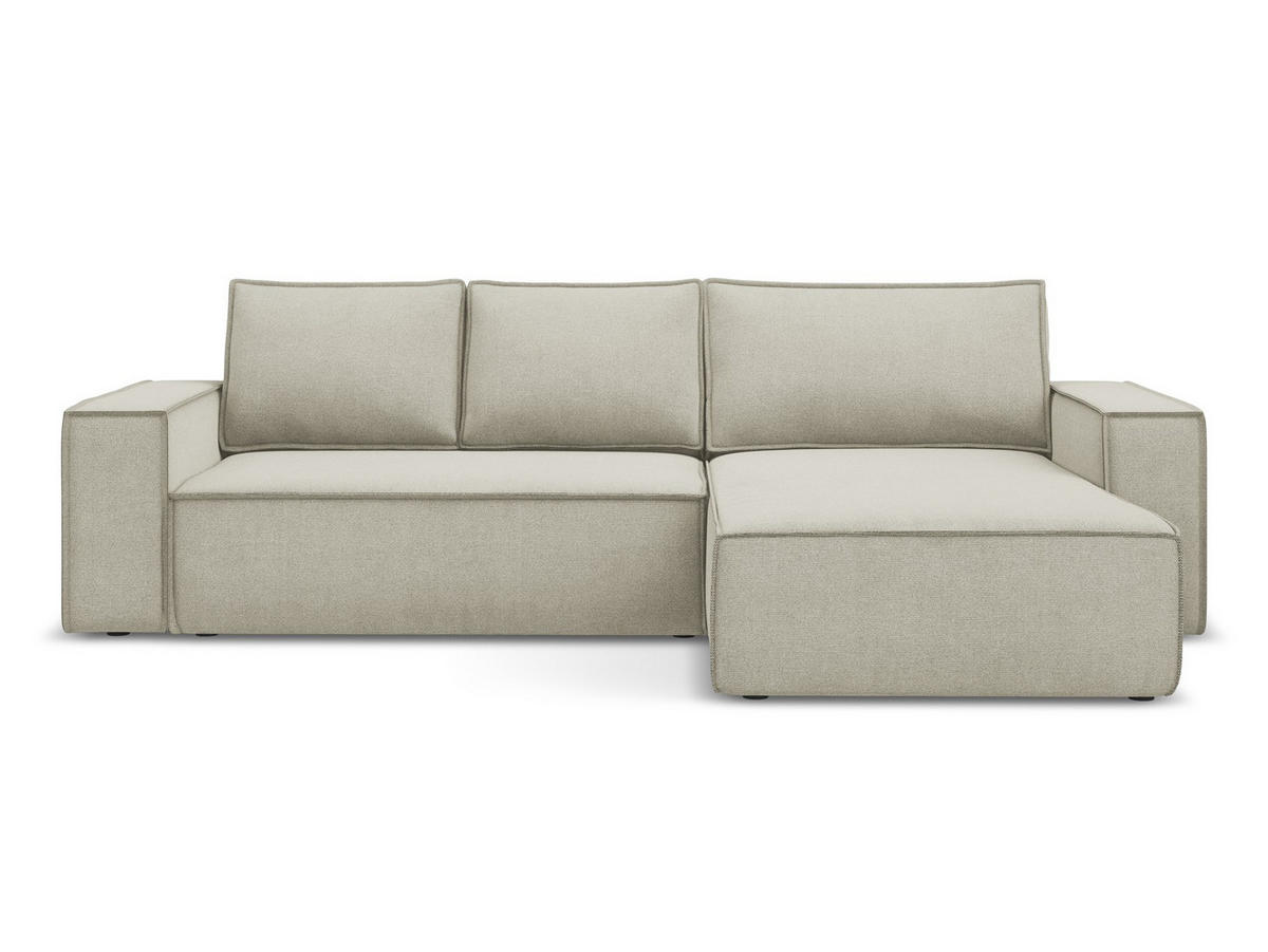 ECKSOFA mit Schlaffunktion Strukturstoff Stoff Beige - Beige/Creme, Kunststoff/Textil (290/185cm) - Makamii