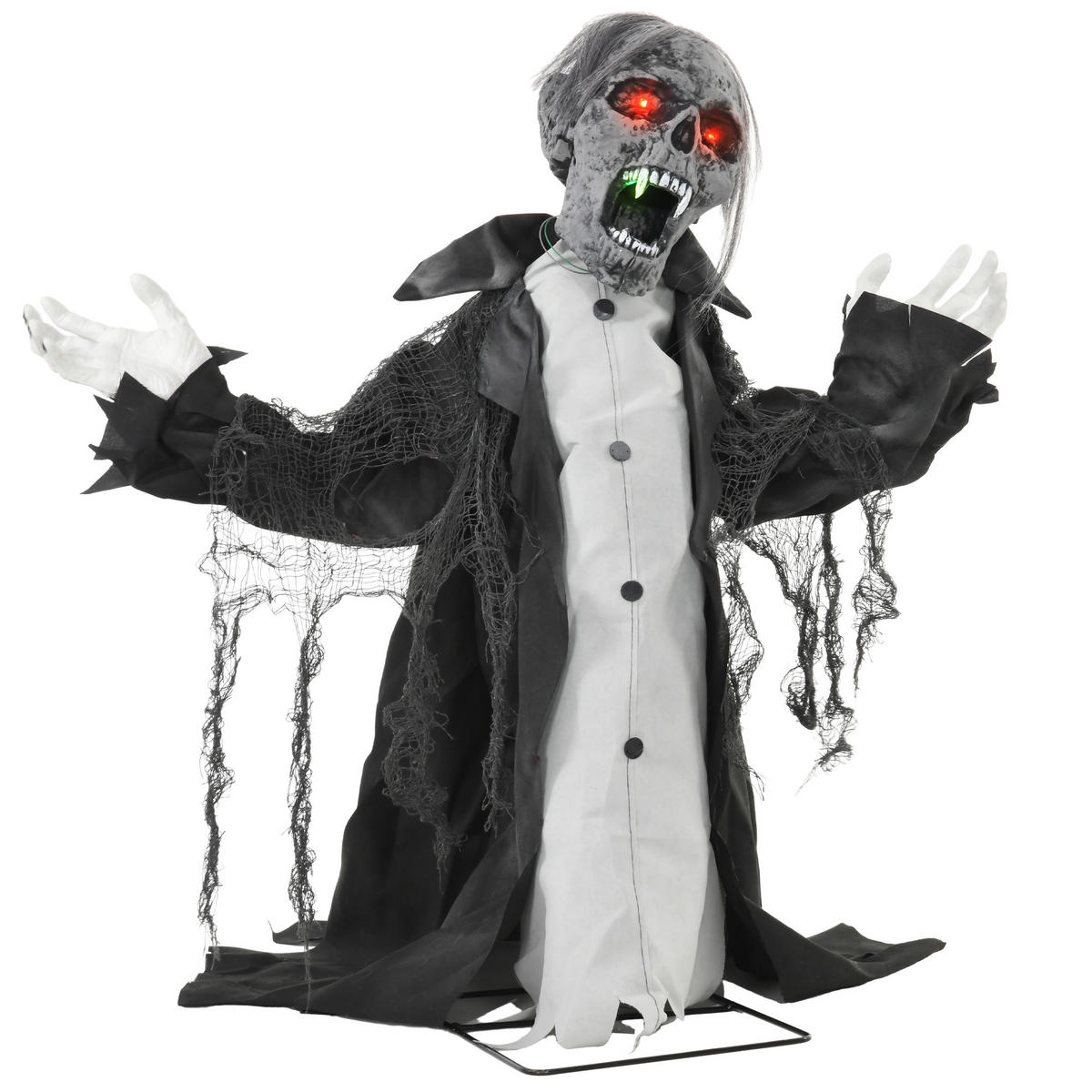 HALLOWEENDEKO DE-42074 Bewegliches Skelett/Zombie mit LED und Sound 75 cm - Dunkelgrau, Metall (102/75/32cm) - ComfortXL