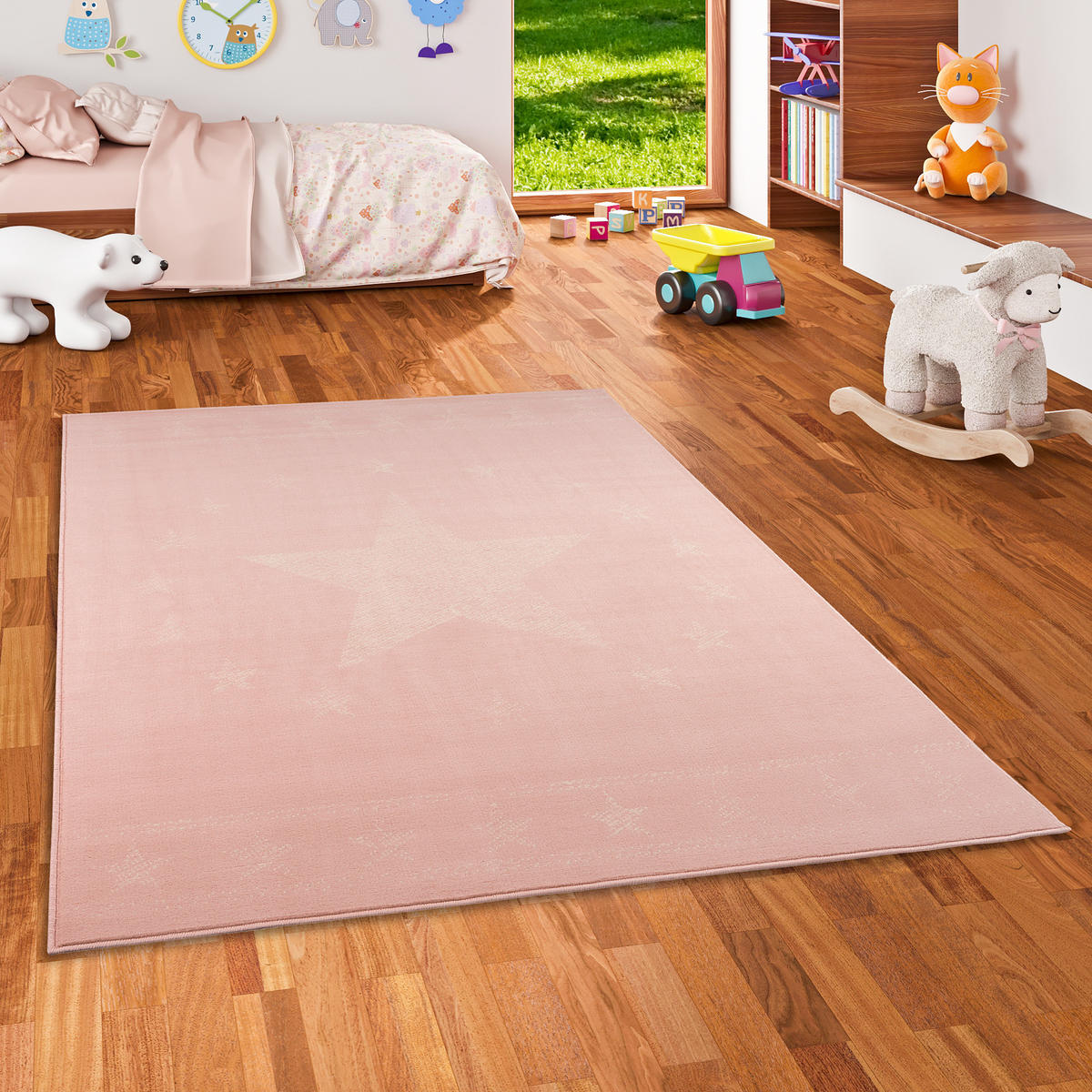 KINDER UND JUGEND TEPPICH TRENDLINE MODERN STARS - Rosa, Textil (140/200cm) - Pergamon