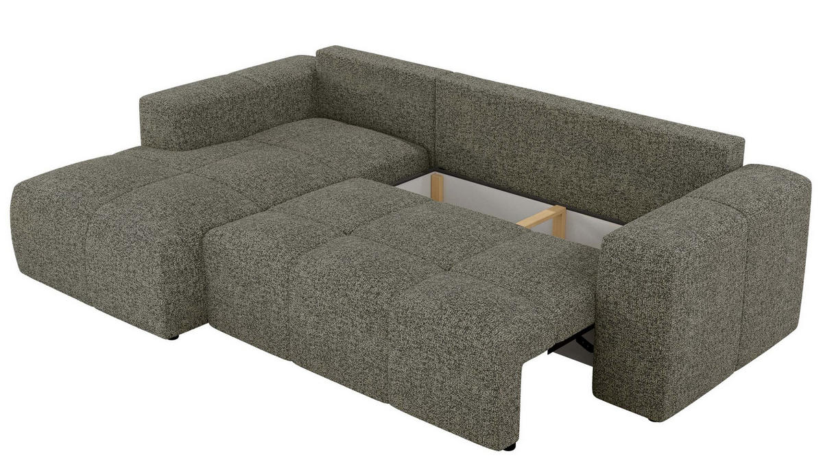 ECKSOFA MONIVA Grau Strukture - Links - Schwarz/Grau, Textil (164/266cm) - MKS