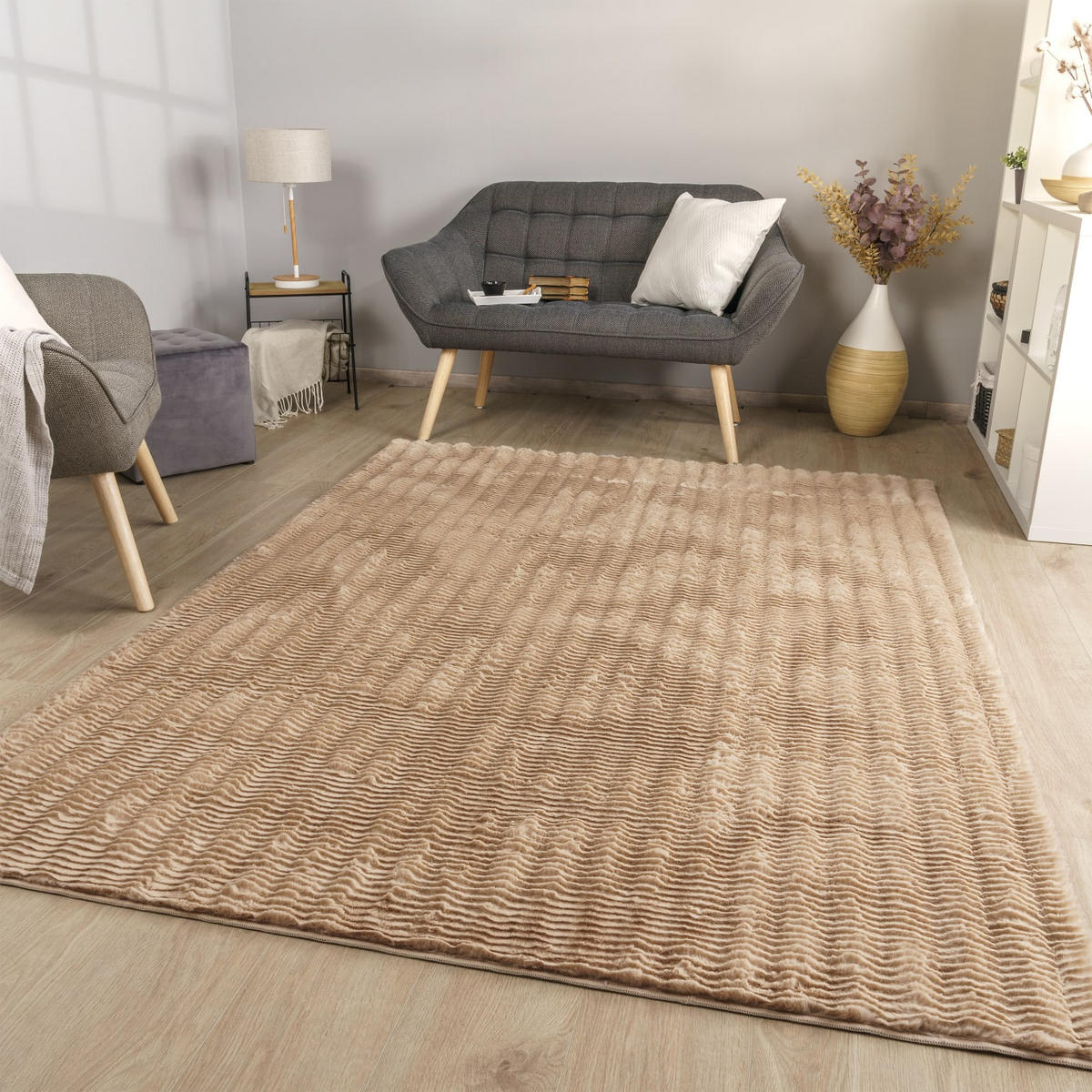 HOCHFLORTEPPICH Rauten Beige 120 x 160 cm - Beige, Kunststoff (120/160cm) - TT Home