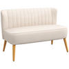 2-SITZER Sofa Zweisitzer, Loveseat mit Leinenoptik, Doppelsofa mit Holzbeine - Champagner/Creme, Holz/Textil (56.5/77/117cm) - HOMCOM