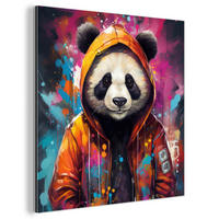 METALLBILD Panda - Jacke - Graffiti - Orange 20x20 cm - Orange, Metall (20/20cm) - MuchoWow
