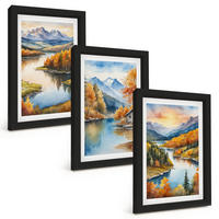 BILDER SET 3er Set - 20x30 cm Schwarzer Rahmen - Herbstliche Berglandschaften - Schwarz, Kunststoff (20/30cm) - TULUP