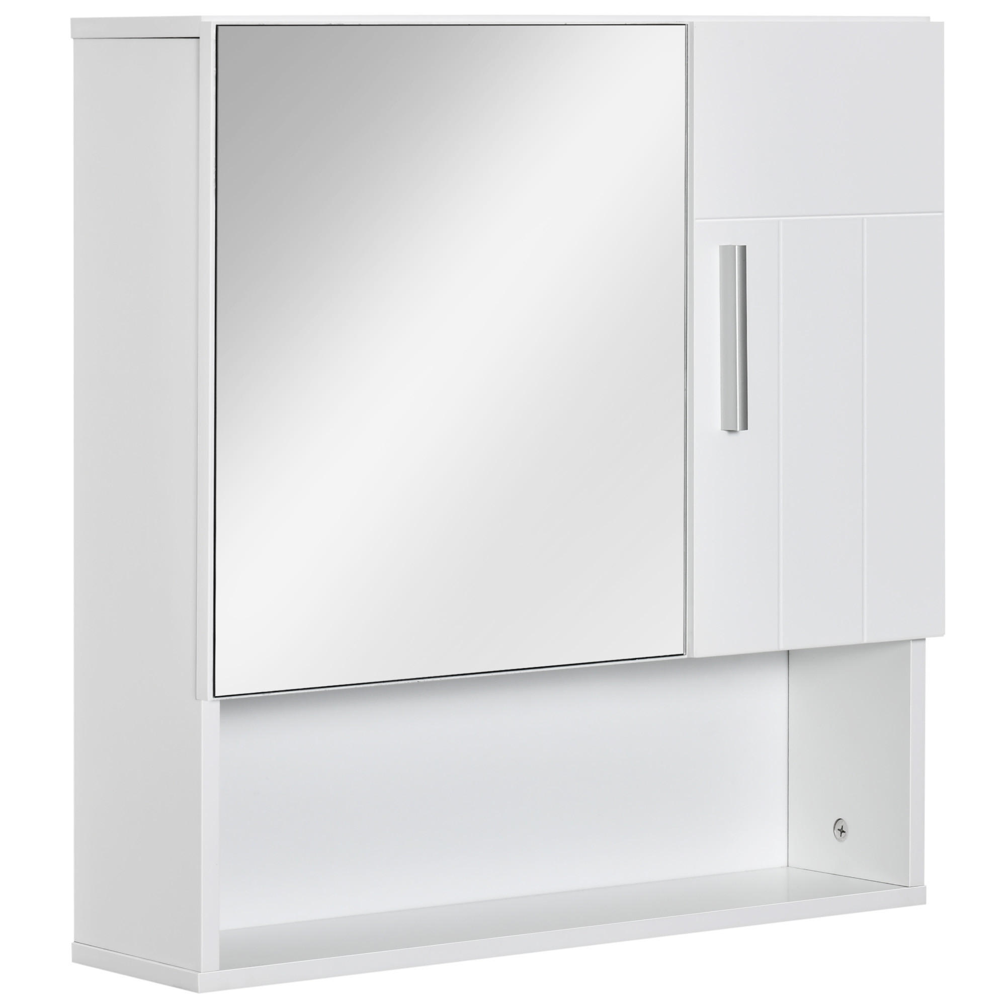 SPIEGELSCHRANK,SPIEGELSCHRANK mit 2-türigem Schrank und offenem, 54x15,2x55,3cm - Weiß, Glas (54/55.3/15.2cm) - Vallsero