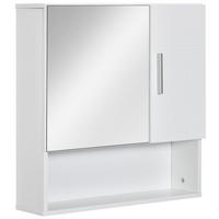 SPIEGELSCHRANK,SPIEGELSCHRANK mit 2-türigem Schrank und offenem, 54x15,2x55,3cm - Weiß, Glas (54/55.3/15.2cm) - Vallsero