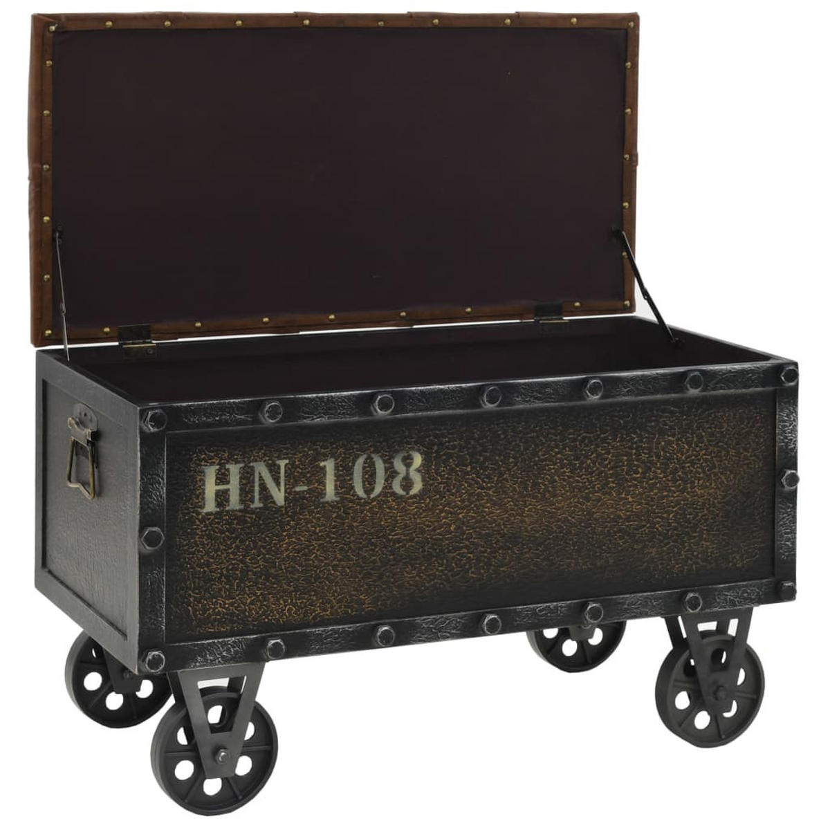AUFBEWAHRUNGSBANK Massivholz Kunstleder 80,5x41x50 cm - Braun, Textil (80.5/50/41cm) - furnicato