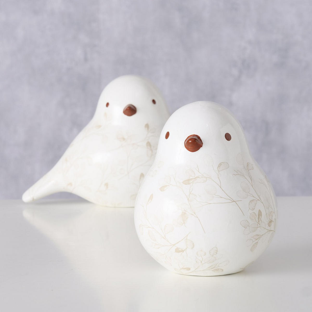 VOGEL-FIGUR handbemalt Silvana - Weiß, Keramik (12/16/20cm) - Boltze Home