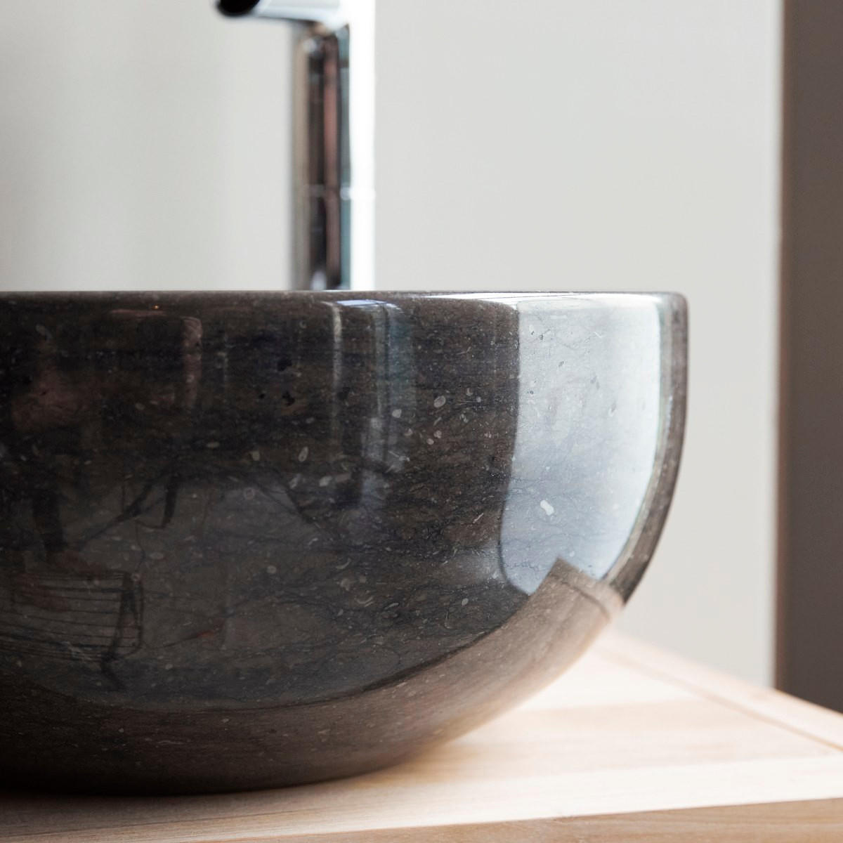 WASCHBECKEN Mia Grau aus Marmor - Grau, Stein (40/17/40cm) - Tikamoon