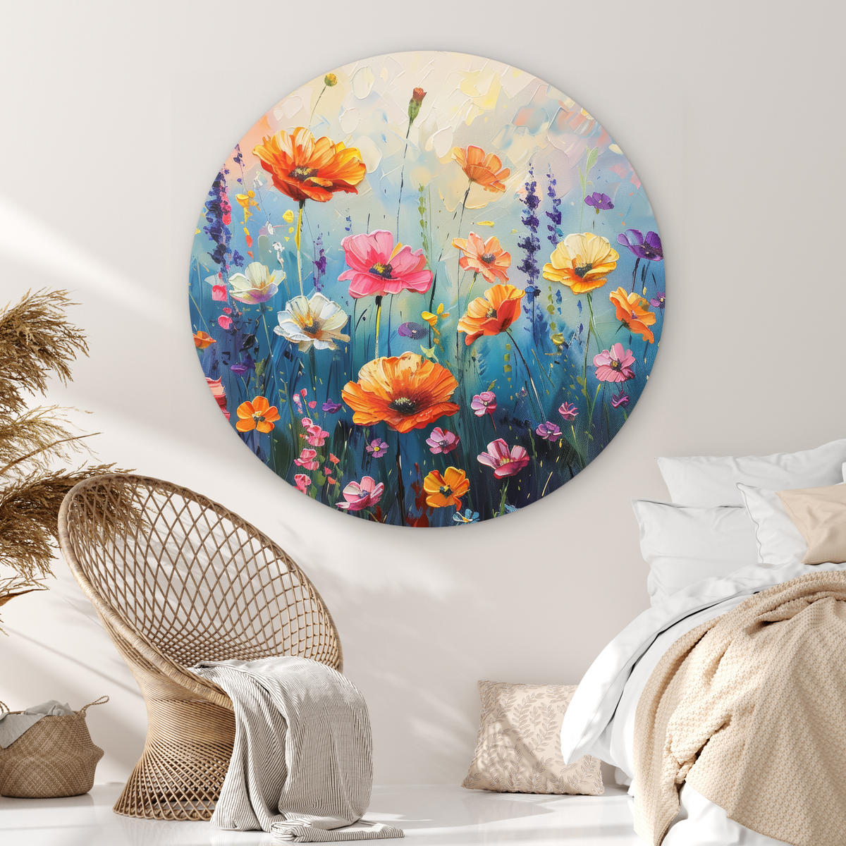 WANDBILD Blumen - Natur - Aquarell - Kunst 140x140 cm - Multicolor, Kunststoff (140/140cm) - MuchoWow