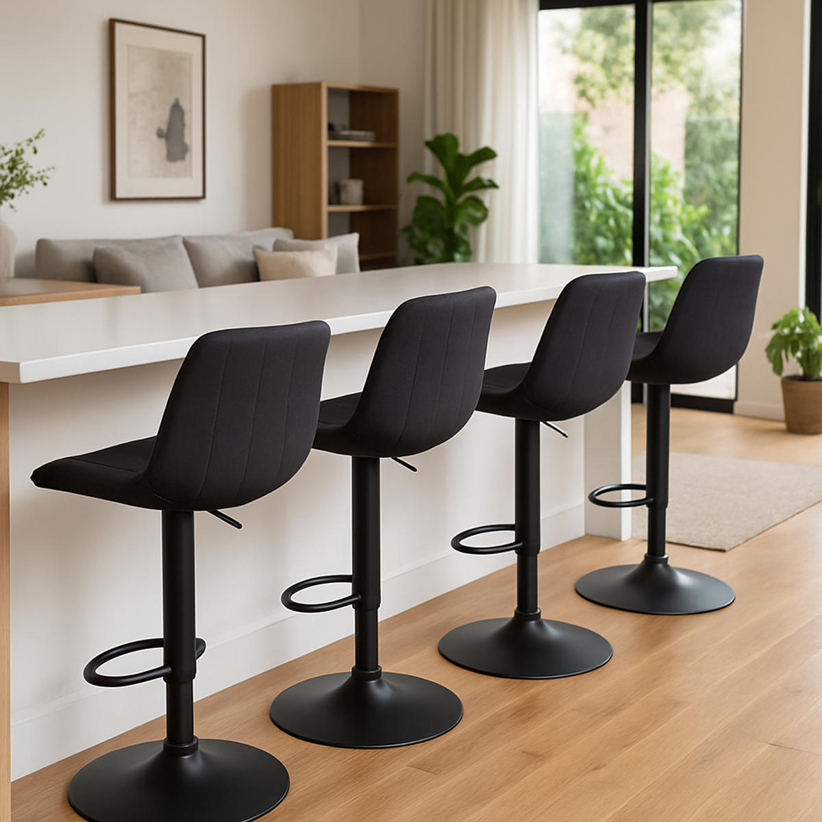 BARHOCKER Lento Gestell schwarz Stoff Schwarz - Schwarz, Textil/Metall (50/108/50cm) - TPFLiving