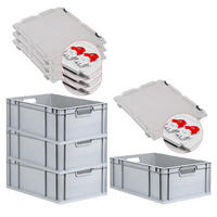 EUROBOX 4x Nextgen Economy Mit Scharnierdeckel Grau/Rot Griffe Offen 44 Liter - Rot, Kunststoff (40/22/60cm) - PROREGAL
